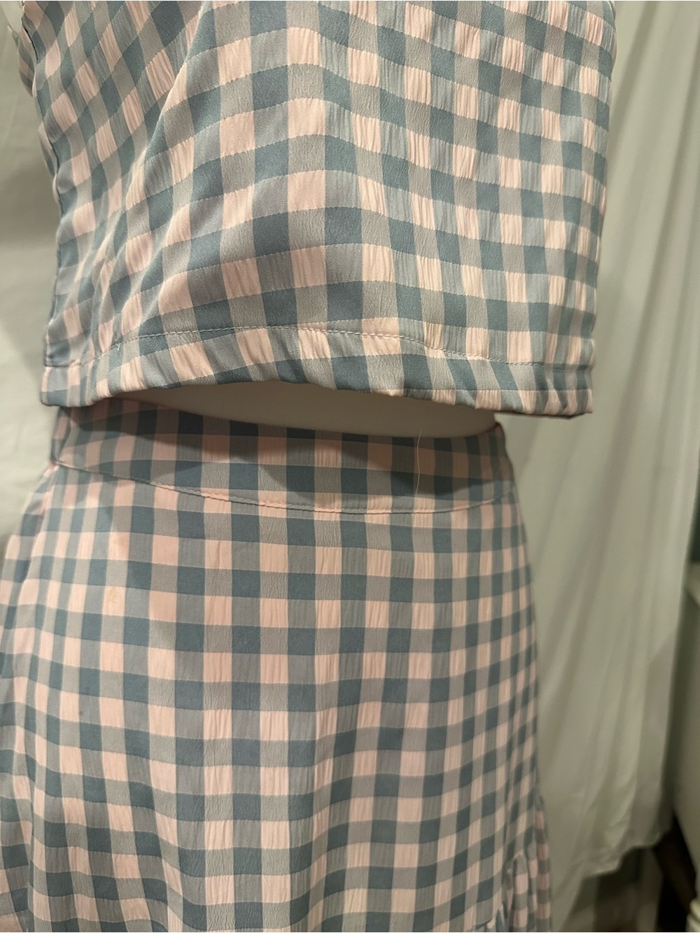 Buddy Love Pink and Gray Gingham Maxi Skirt Set - Picture 5 of 9